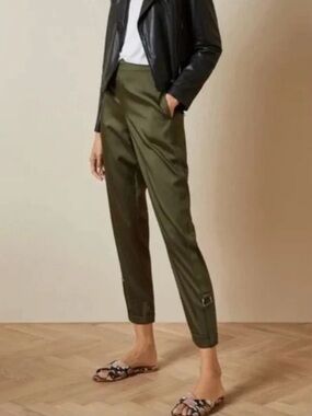 Ted Baker London ILARIA ROLL-TAB CROPPED JOGGER TROUSERS SAtin Size 3 (8)